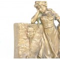 statueta art nouveau - vaza/suport encrier. sculptura in bronz.Franta cca 1880